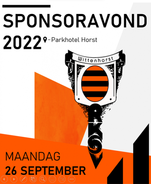 Sponsoravond Wittenhorst op maandag 26 september; meld u aan