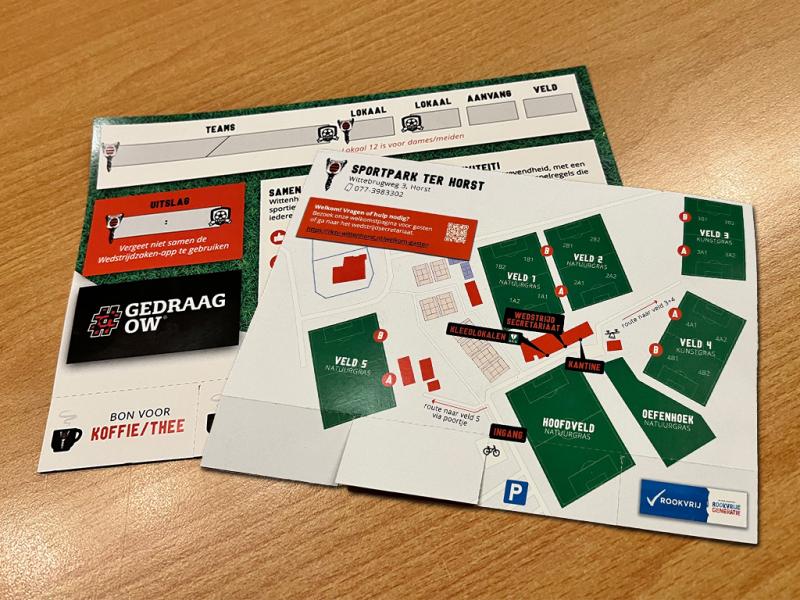 Welkomstflyer voor gasten van ons sportpark