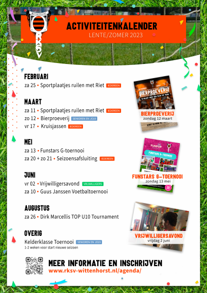 Alle activiteiten lente/zomer 2023 op ons sportpark