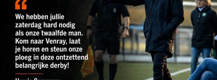 Voorbeschouwing SV Venray - Wittenhorst (met oproep van hoofdtrainer)
