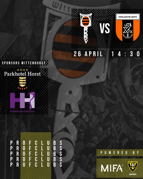 Wittenhorst speelt online tegen Venlosche Boys
