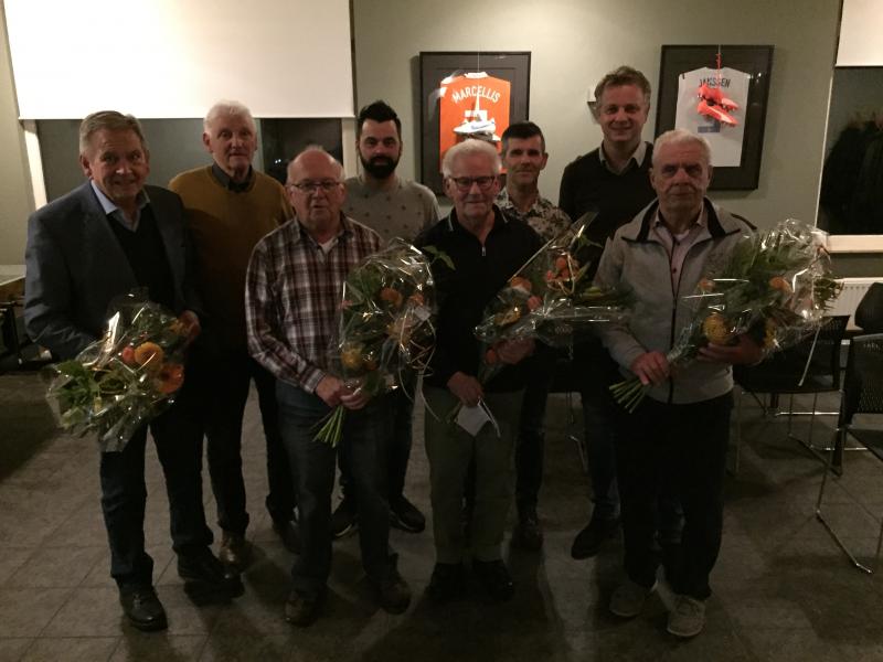 Huldiging jubilarissen en Erelid Piet Nabben