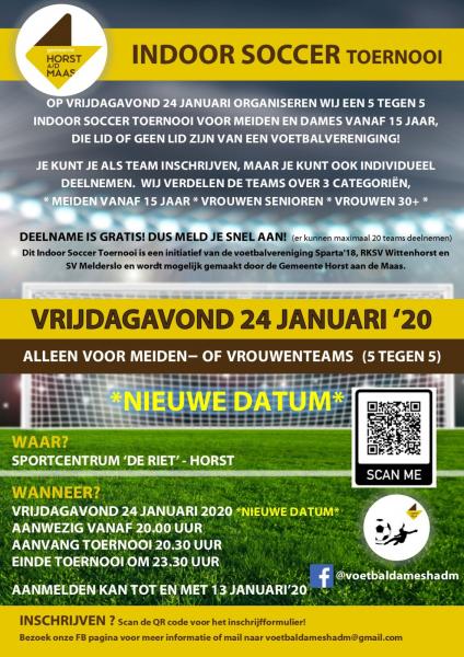 Indoor soccer toernooi in januari