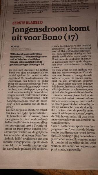 De Limburger: Jongensdroom voor Bono